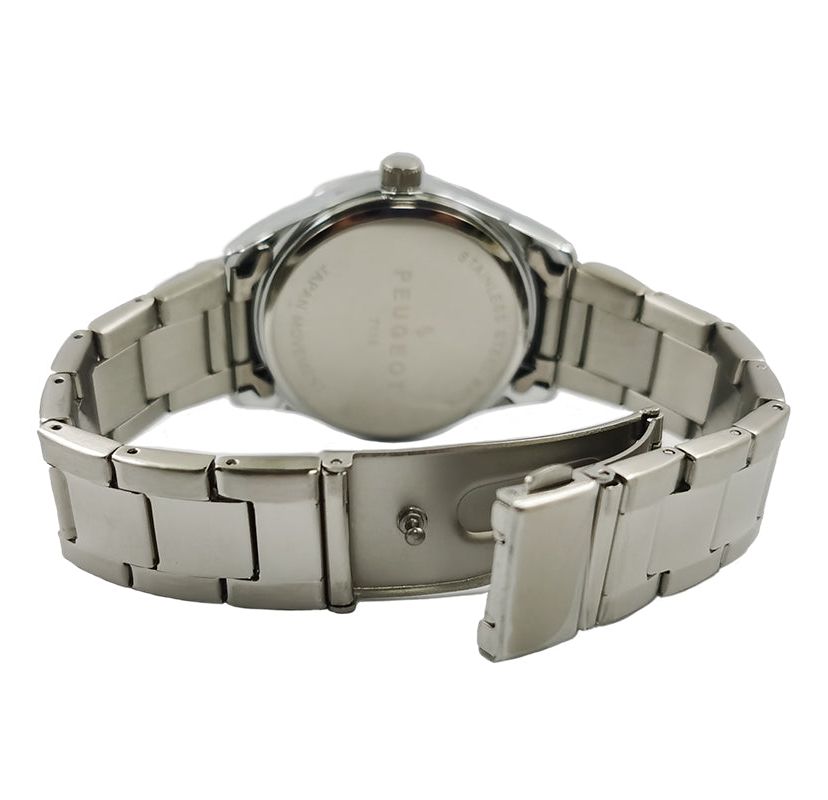 Peugeot Womens 36mm Sport Watch with Pink Dial and Stainless Steel Bracelet