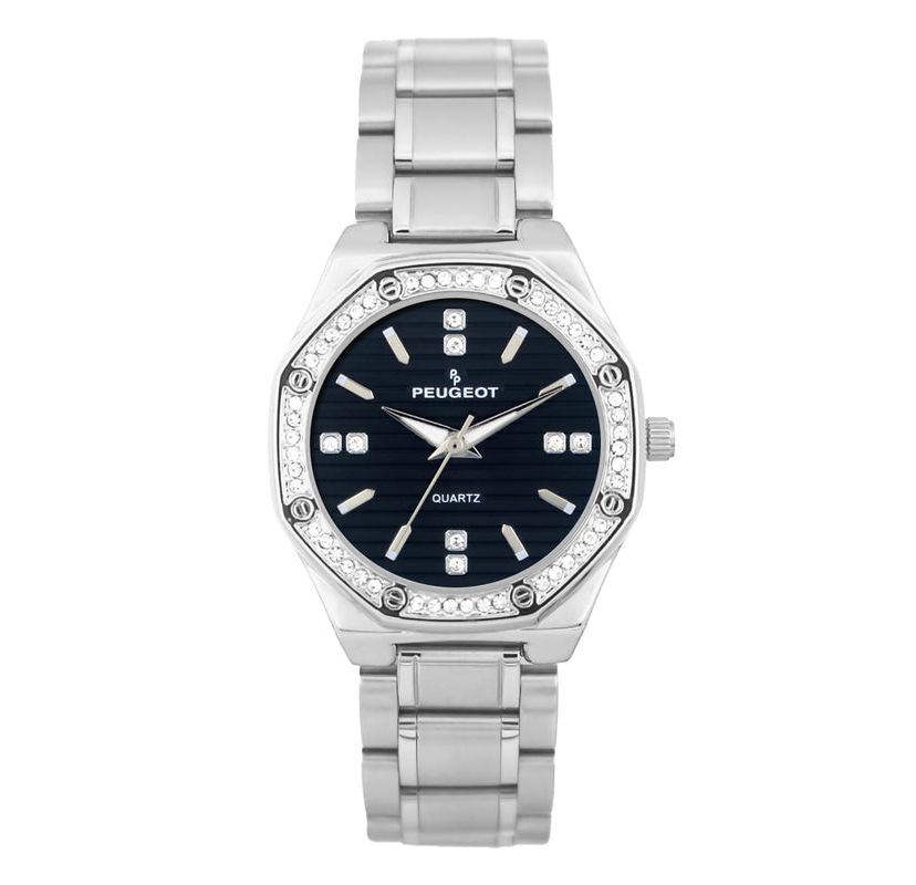 Peugeot Womens 32mm Hex Shape Black Dial Bracelet Watch