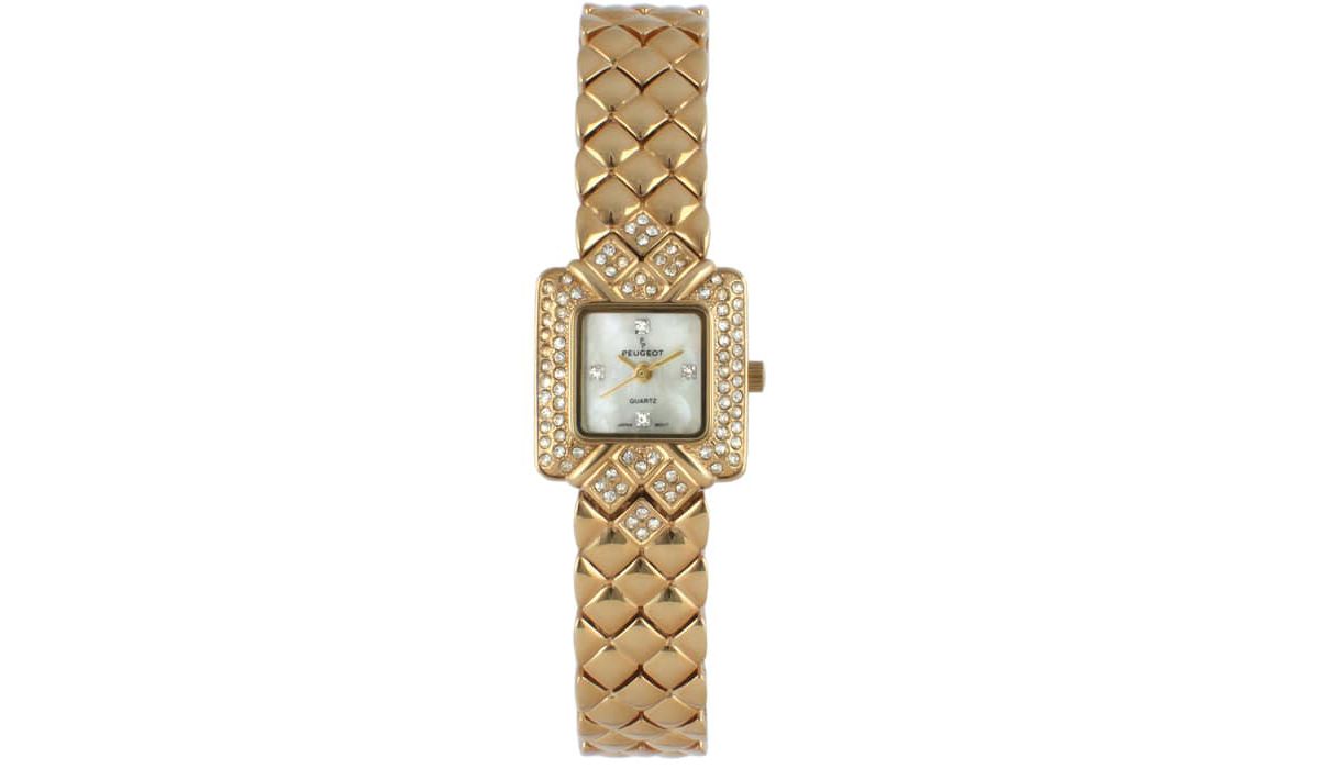 Womens Gold Bracelet Watch with Swarovski Crystal Bezel