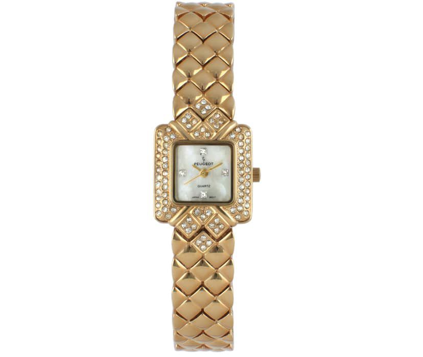 Womens Gold Bracelet Watch with Swarovski Crystal Bezel