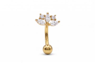 Zahav Jewelry 14K Solid Gold CZ Flower Rook Cartilage