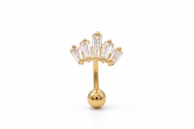 Zahav Jewelry 14K Solid Gold CZ Crown Rook Cartilage