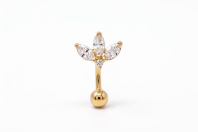 Zahav Jewelry 14K Solid Gold CZ Flower Rook Cartilage