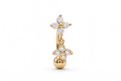 Zahav Jewelry 14K Solid Gold CZ Flower Rook Cartilage