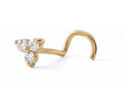 Zahav Jewelry 14K Solid Gold 24G Cz Nose Stud