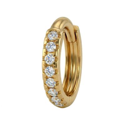 Zahav Jewelry 14K Solid Gold 14G 10mm Cz Clicker Belly Hoop