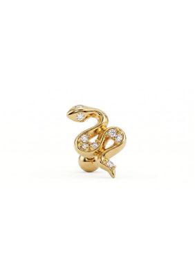 Zahav Jewelry 10K Solid Gold 16G Snake Cz Cartilage Stud