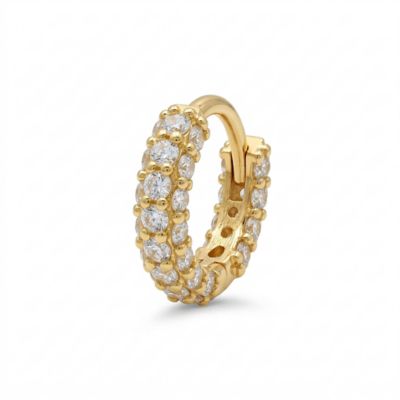 Zahav Jewelry 14K Solid Gold 18G CZ Cartilage Clicker Hoop