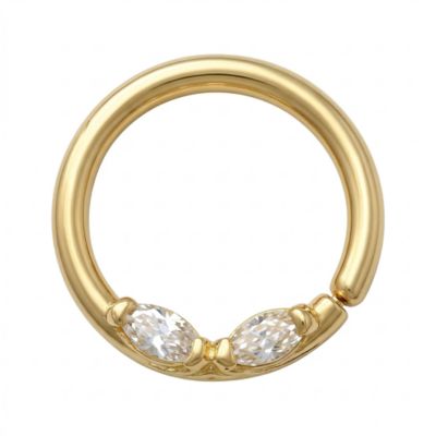 Zahav Jewelry 10K Solid Gold 18G 8mm Marquise Cz Nose Hoop