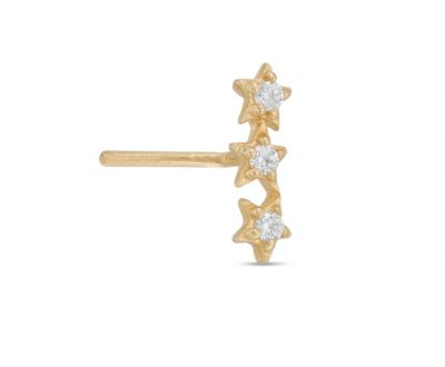 Zahav Jewelry 14K Solid Gold 24G Star Cz Nose Stud
