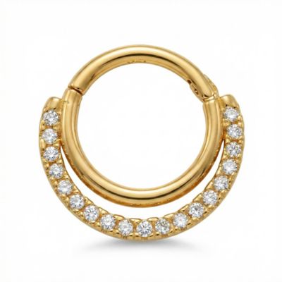 Zahav Jewelry 14K Solid Gold 18G 8mm Cz Clicker