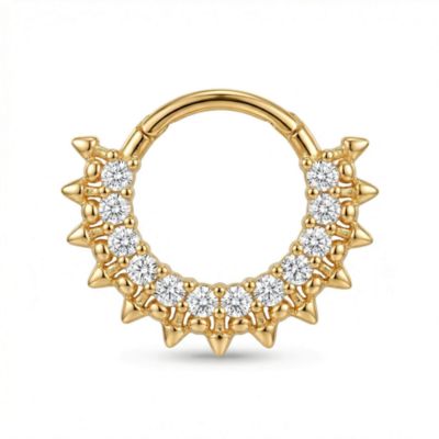 Zahav Jewelry 10K Solid Gold 18G 8mm Cz Clicker Hoop