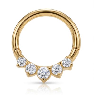Zahav Jewelry 10K Solid Gold 16G 8mm Cz Clicker Hoop