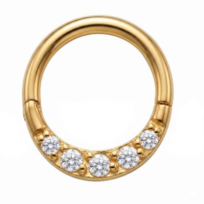 Zahav Jewelry 10K Solid Gold 16G 8mm Cross Cz Clicker Hoop