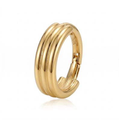 Zahav Jewelry 10K Solid Gold 16G Triple Line Clicker Hoop