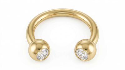 Zahav Jewelry 10K Solid Gold 16G 10mm Round Cz Horseshoe Barbell