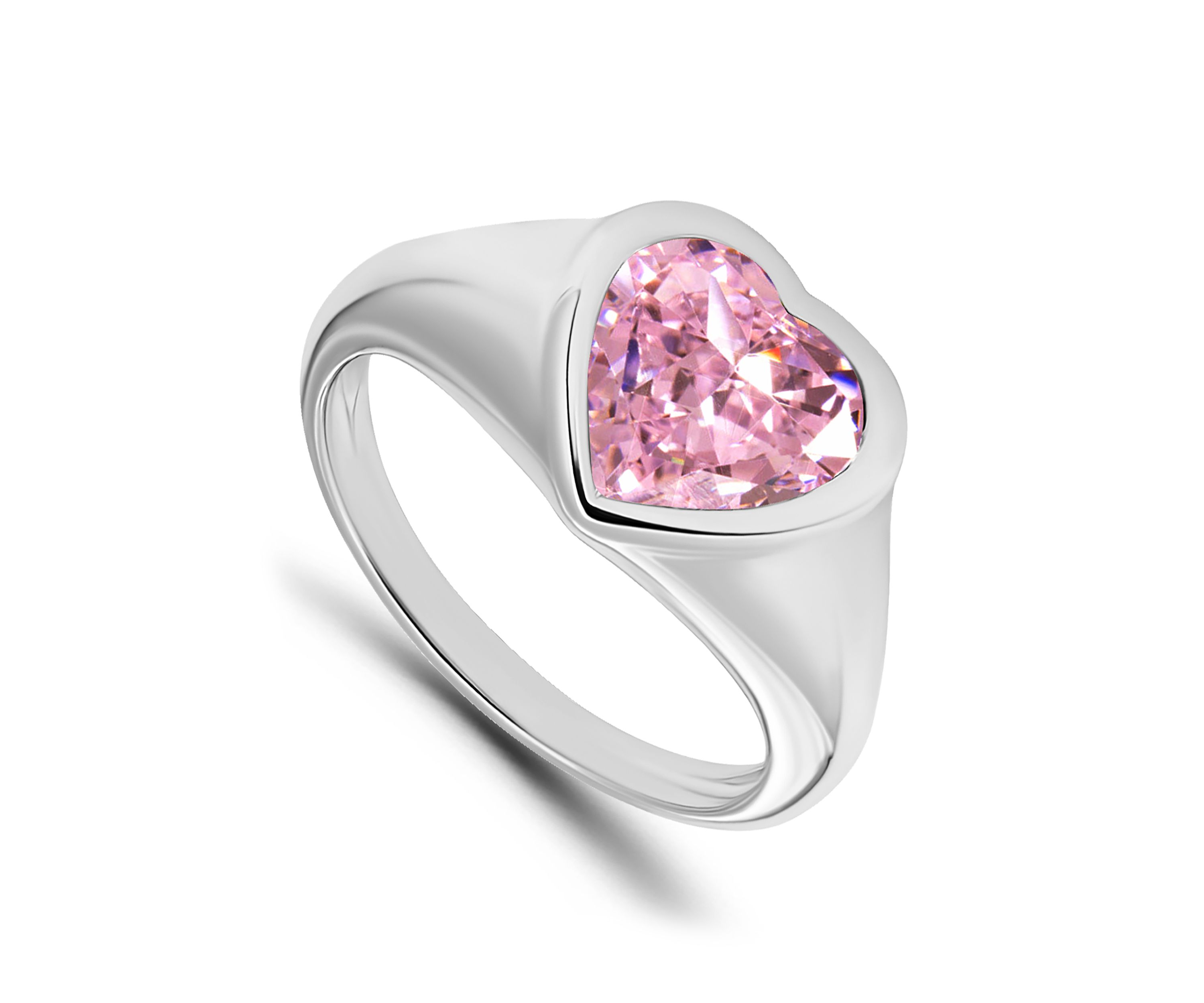 Sterling Silver Heart Shaped Cubic Zirconia Ring