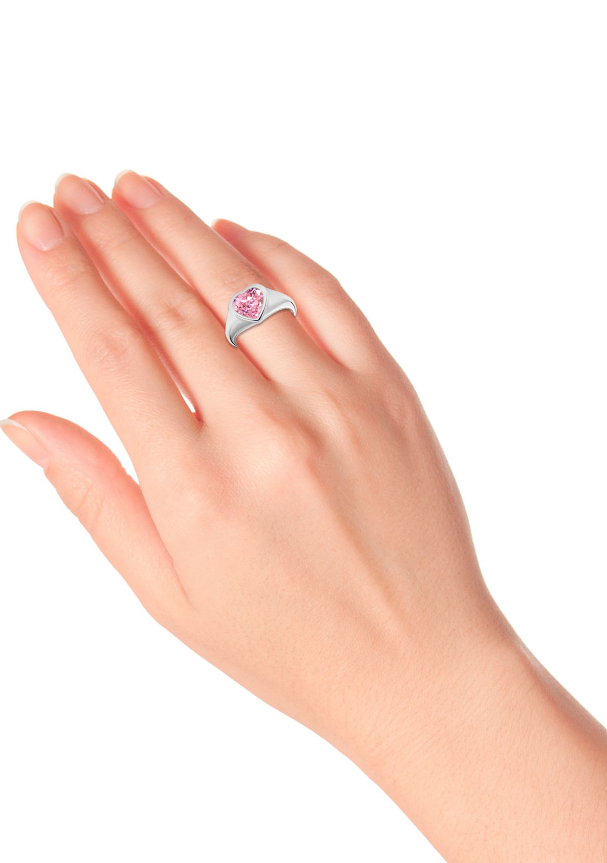 Sterling Silver Heart Shaped Cubic Zirconia Ring