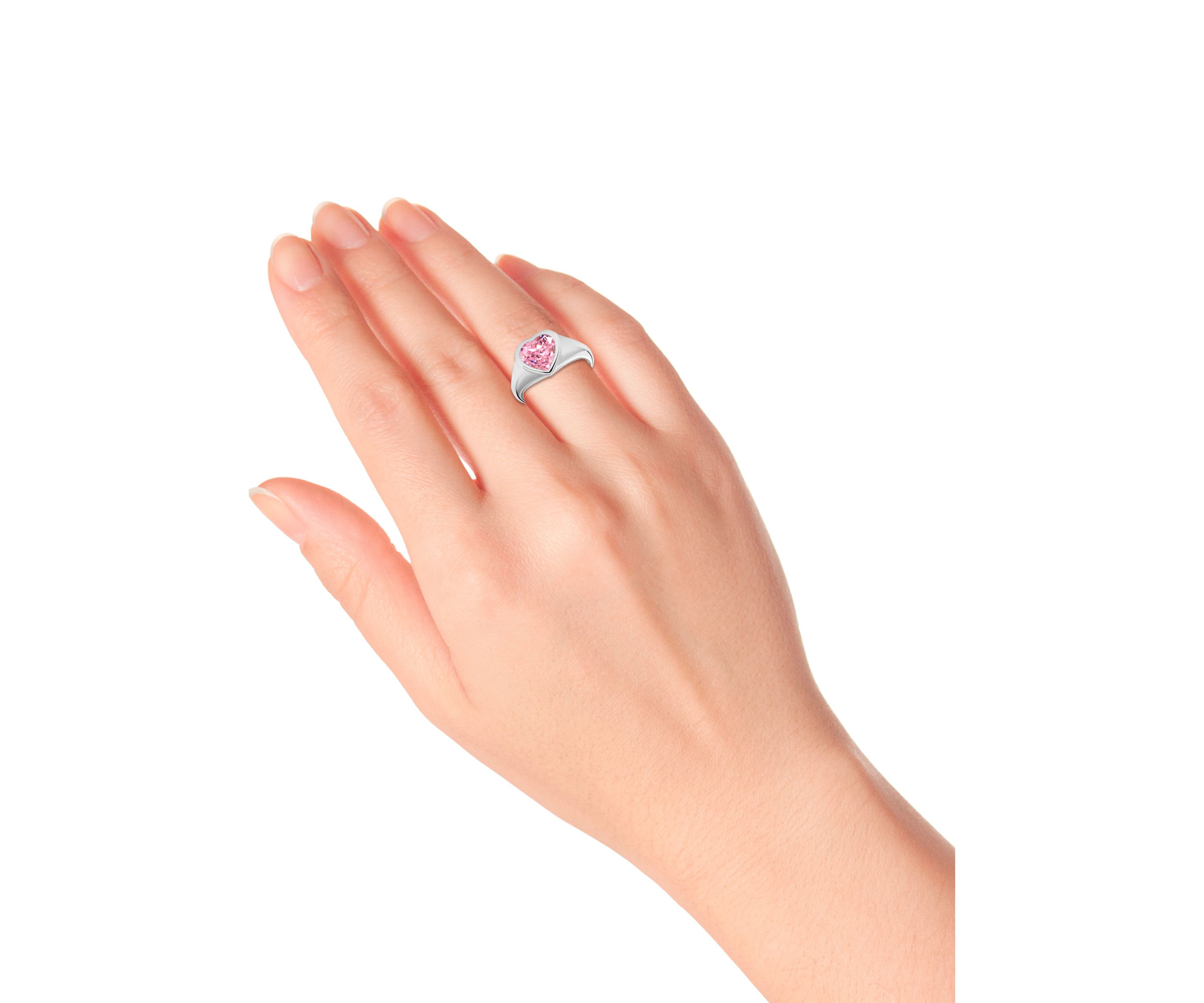 Sterling Silver Heart Shaped Cubic Zirconia Ring
