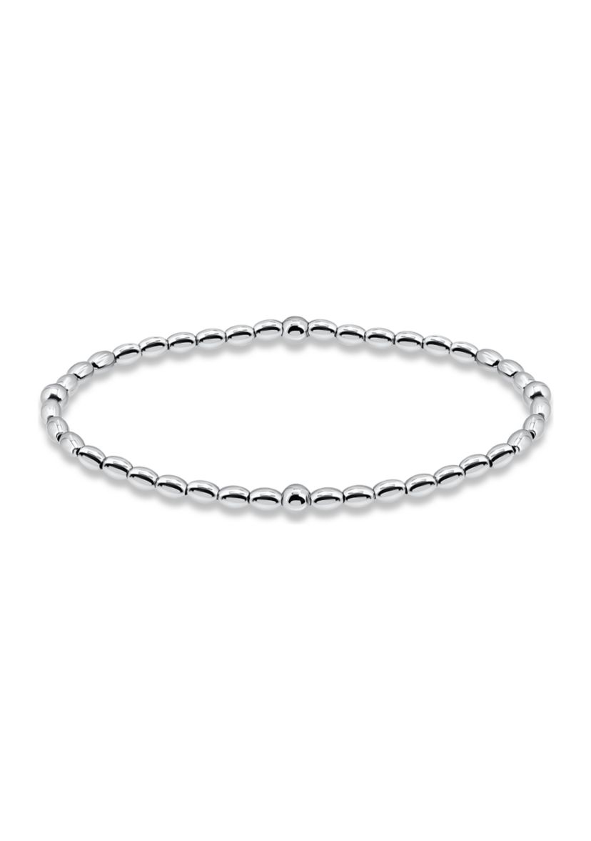 Sterling Silver Round with Oval Beaded Bracelet