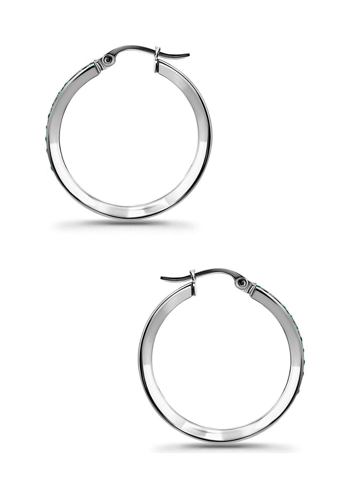 Sterling Silver Round Channel Set Hoop Earrings