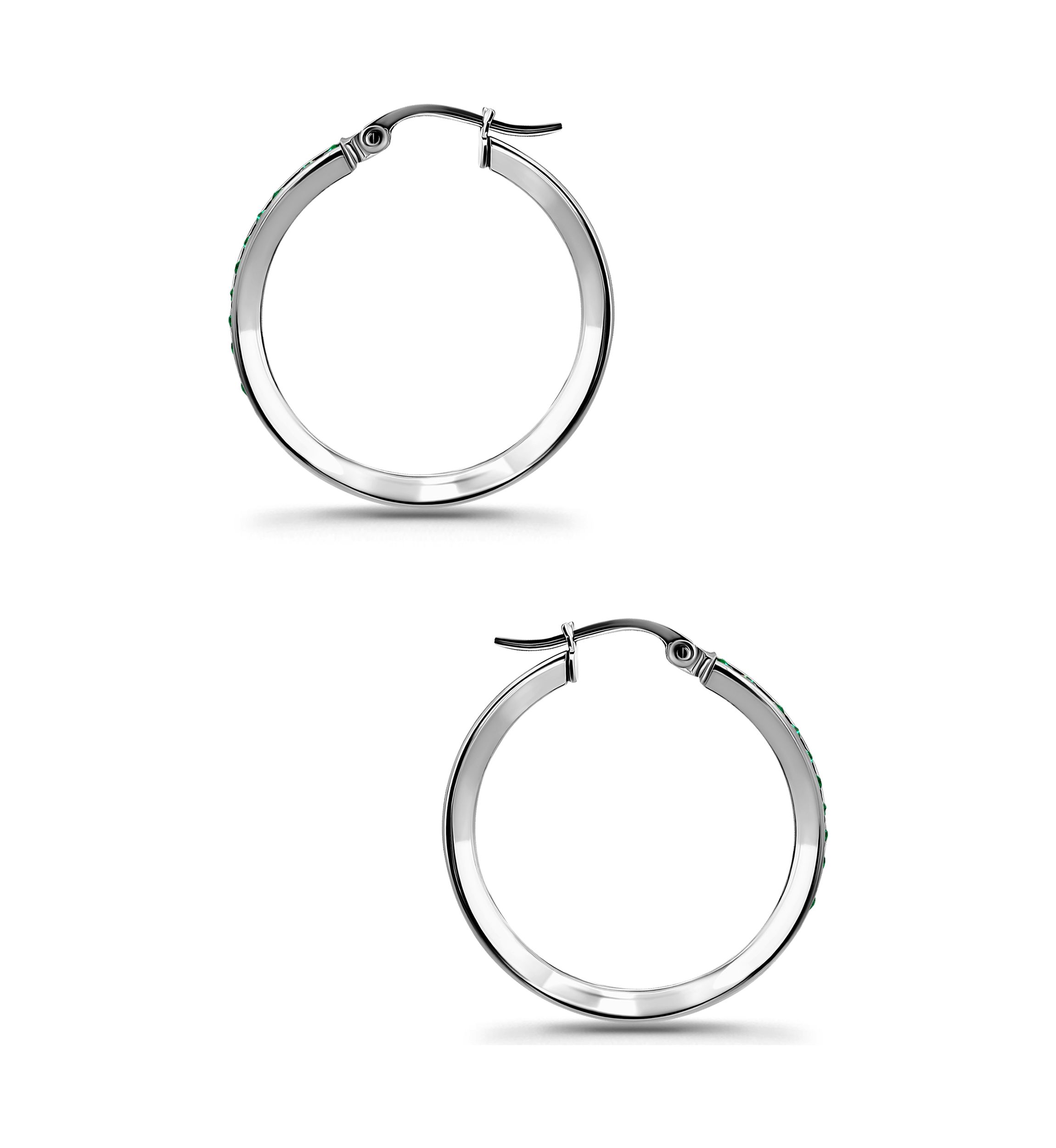 Sterling Silver Round Channel Set Hoop Earrings