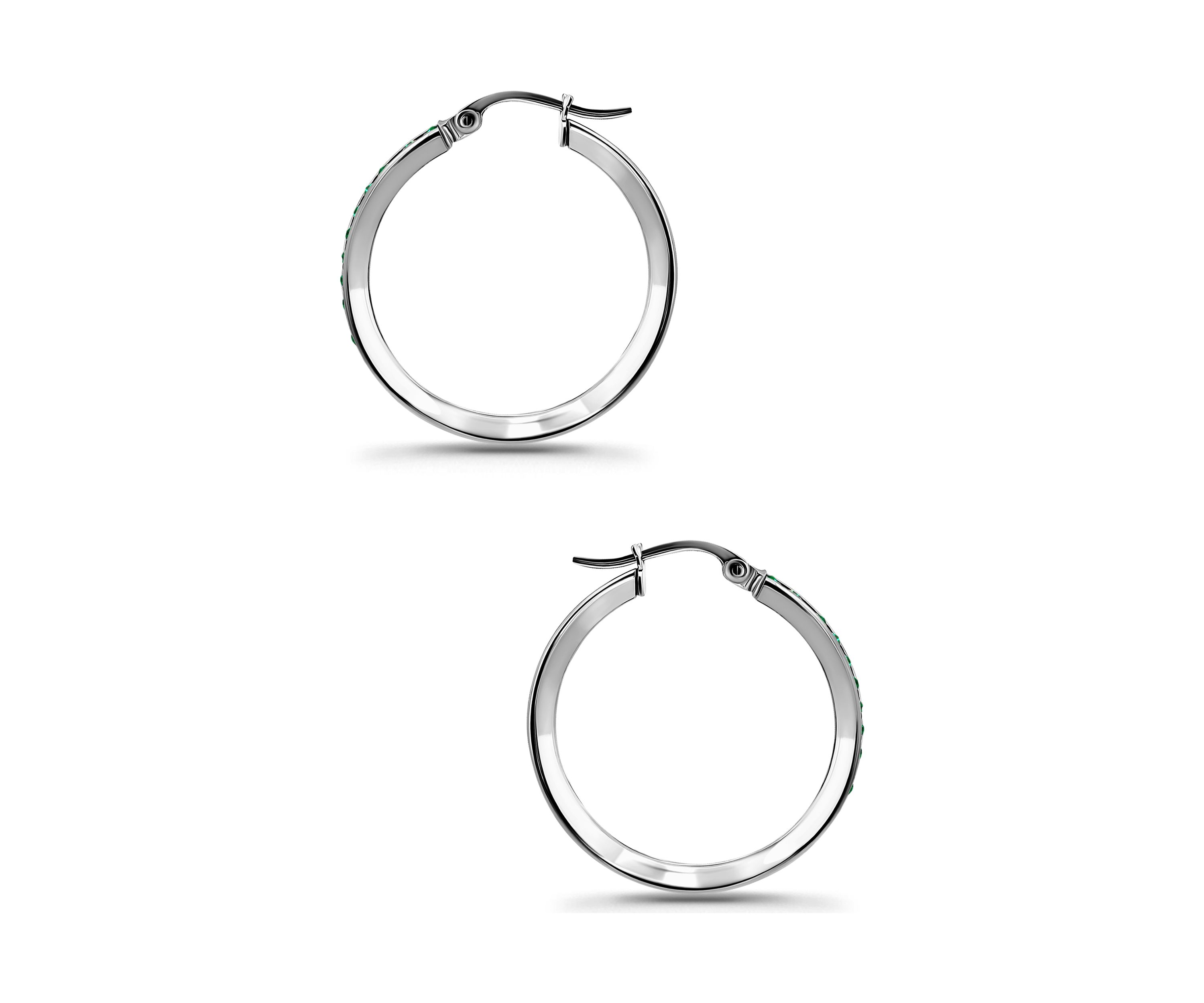 Sterling Silver Round Channel Set Hoop Earrings