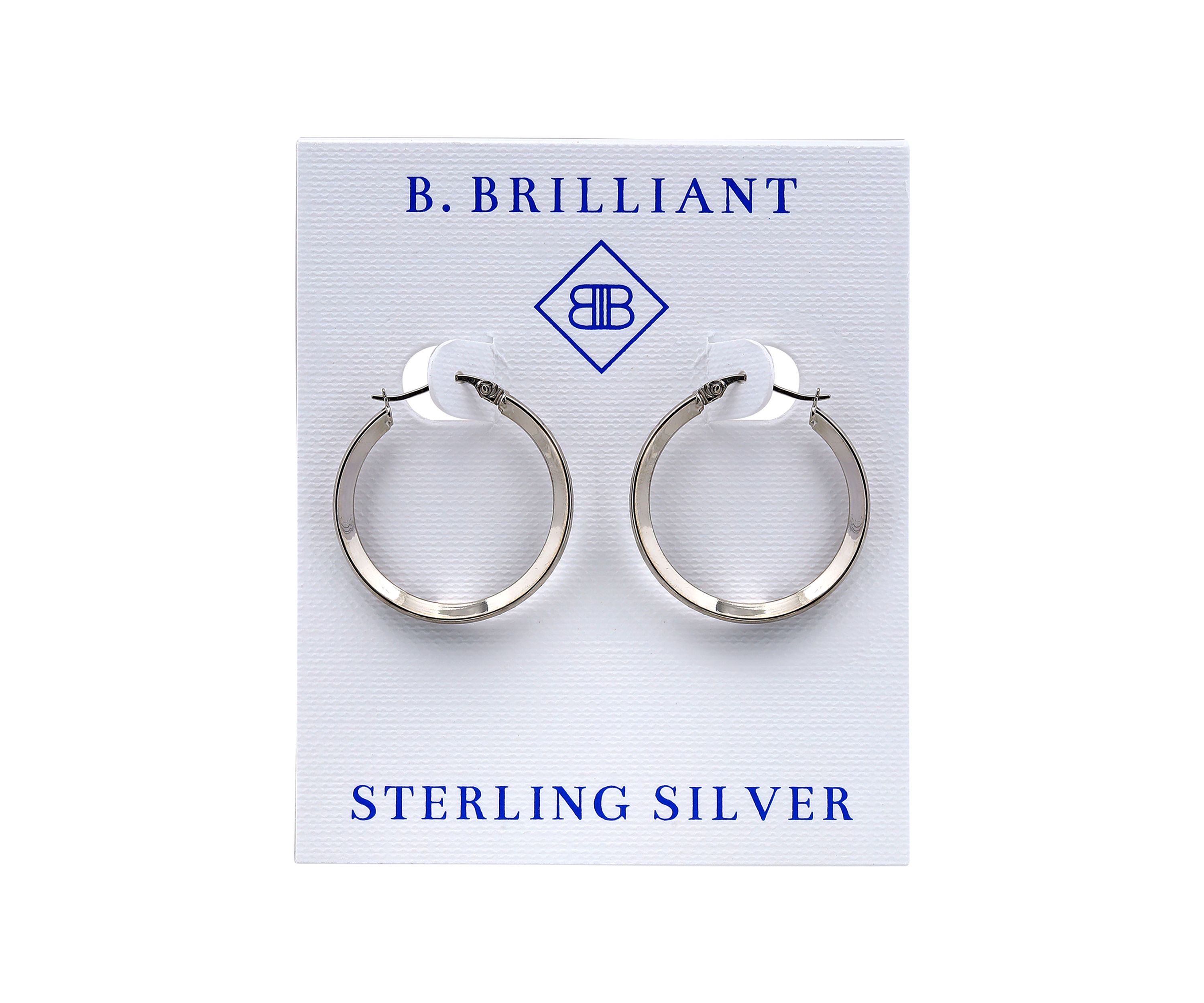 Sterling Silver Round Channel Set Hoop Earrings