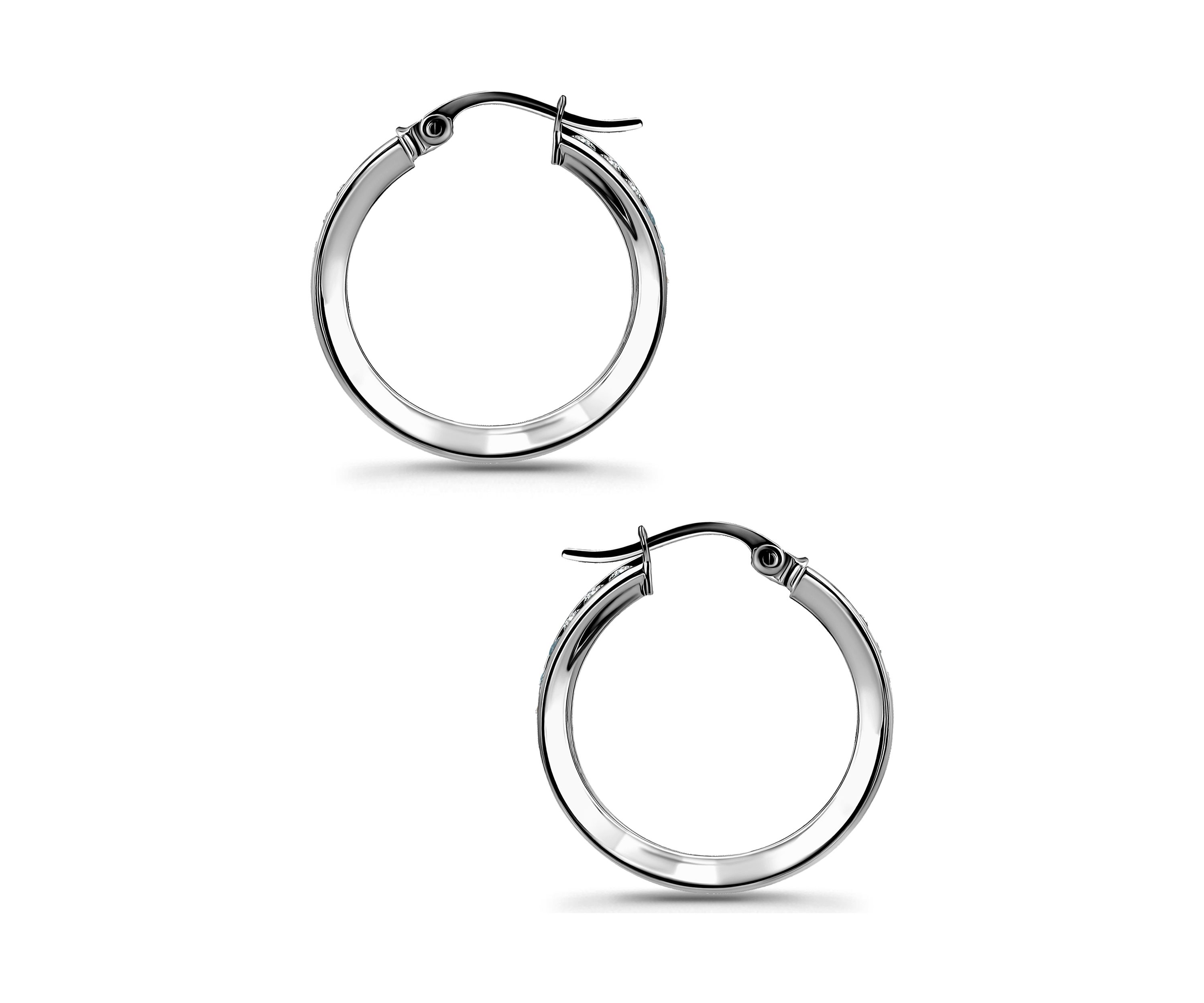 Sterling Silver Round Blue Ombré Cubic Zirconia Hoop Earrings