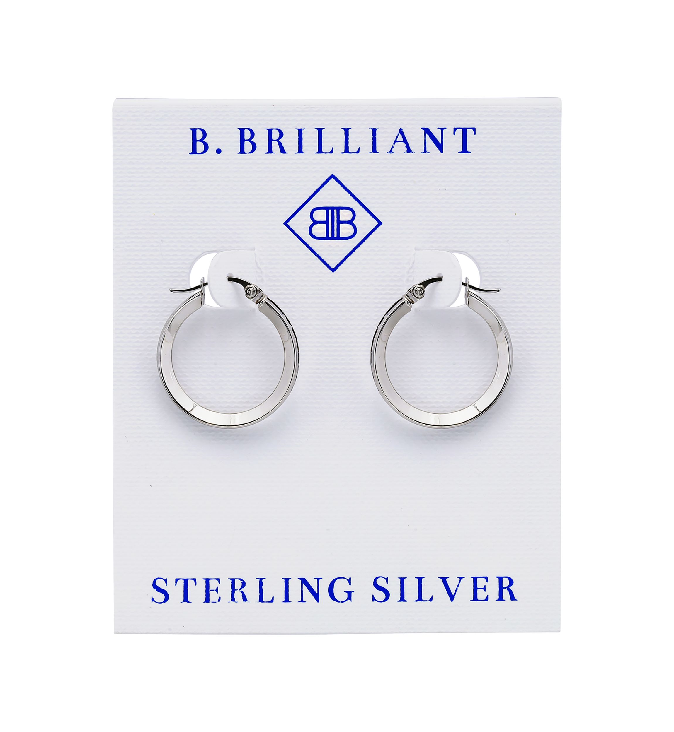 Sterling Silver Round Blue Ombré Cubic Zirconia Hoop Earrings