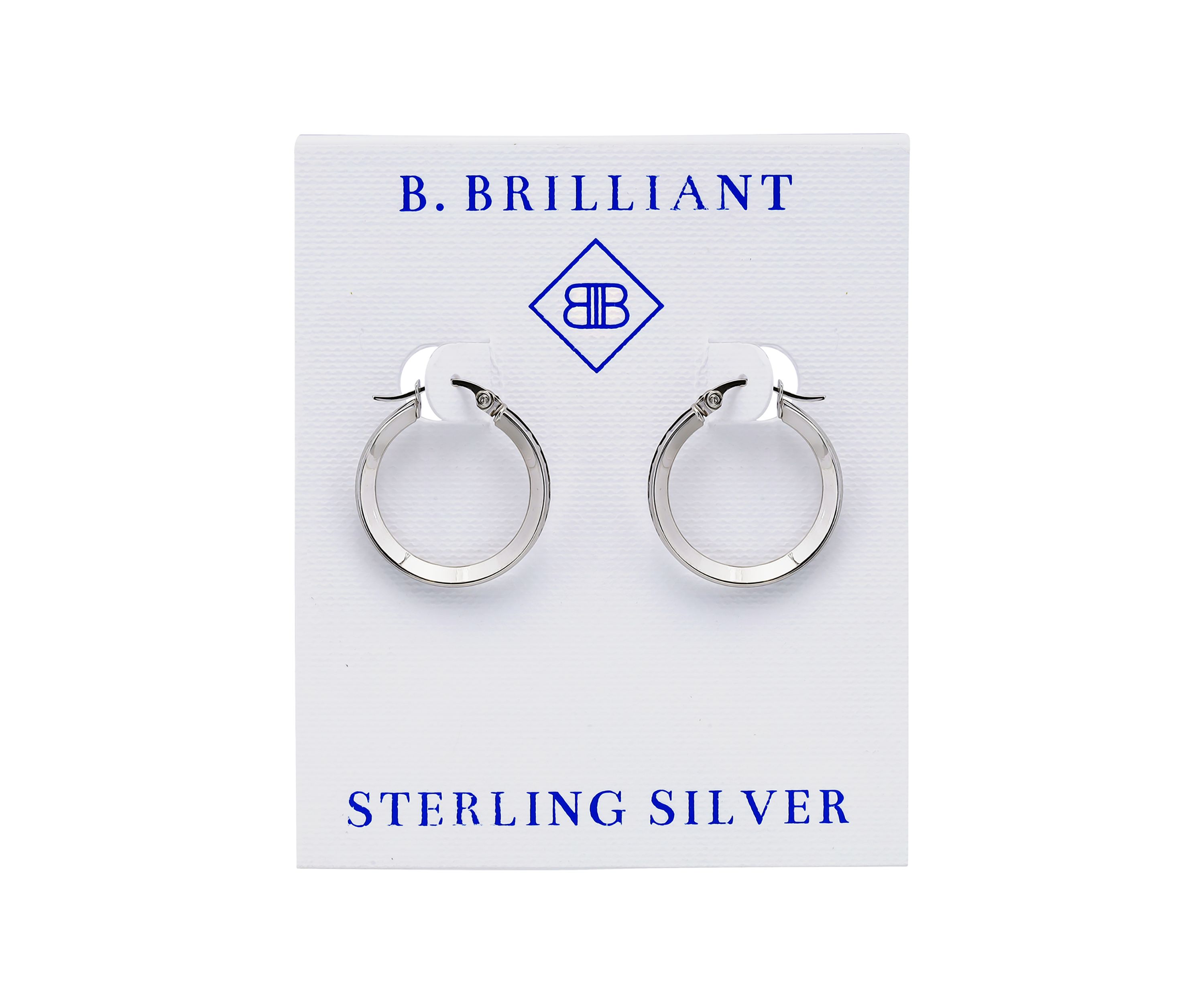 Sterling Silver Round Blue Ombré Cubic Zirconia Hoop Earrings