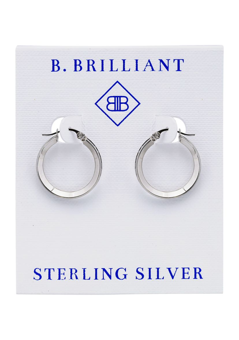 Sterling Silver Round Blue Ombré Cubic Zirconia Hoop Earrings
