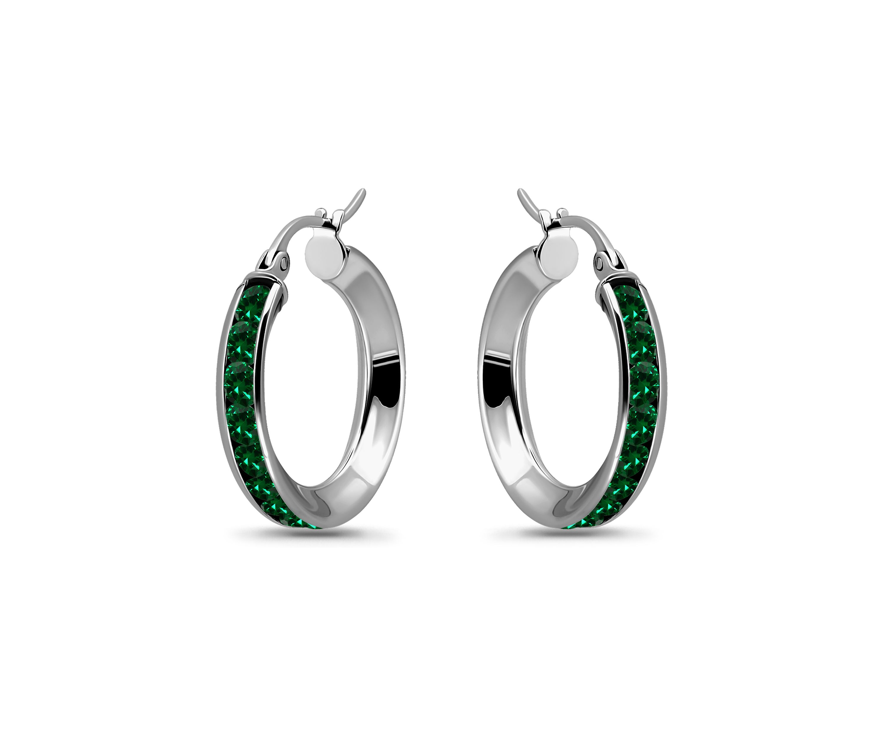 Sterling Silver Round Cubic Zirconia Hoop Earrings