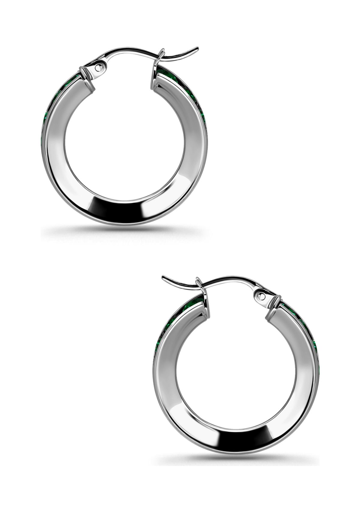 Sterling Silver Round Cubic Zirconia Hoop Earrings
