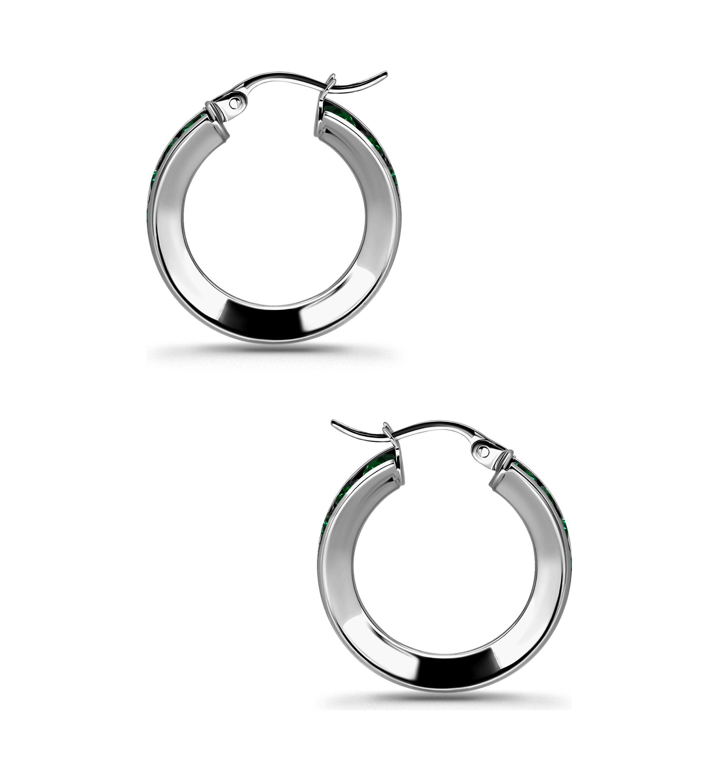 Sterling Silver Round Cubic Zirconia Hoop Earrings