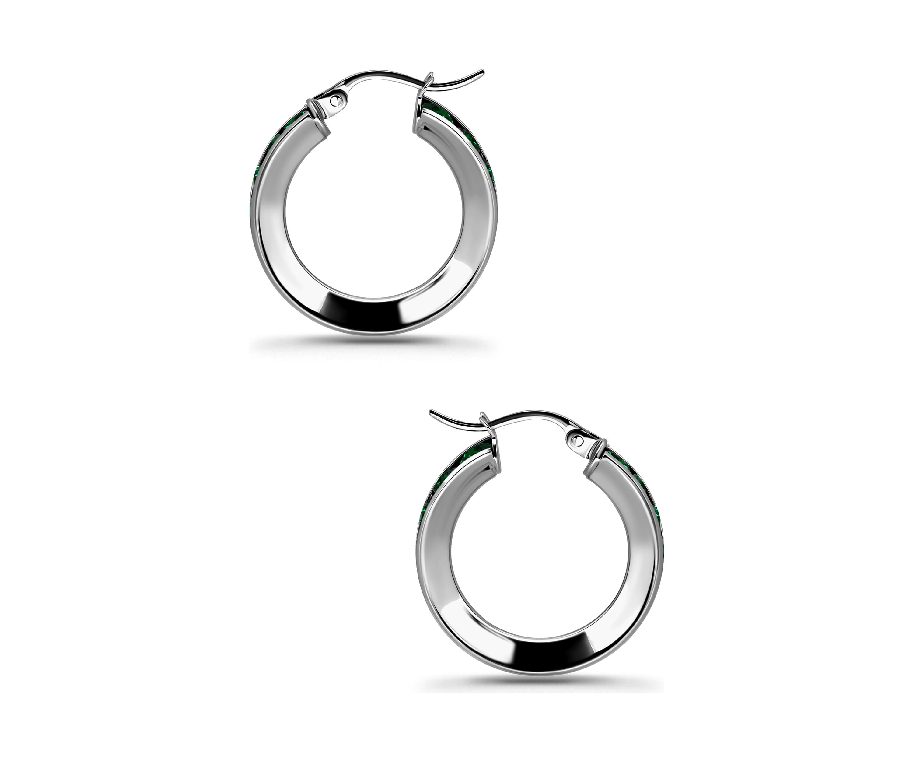 Sterling Silver Round Cubic Zirconia Hoop Earrings
