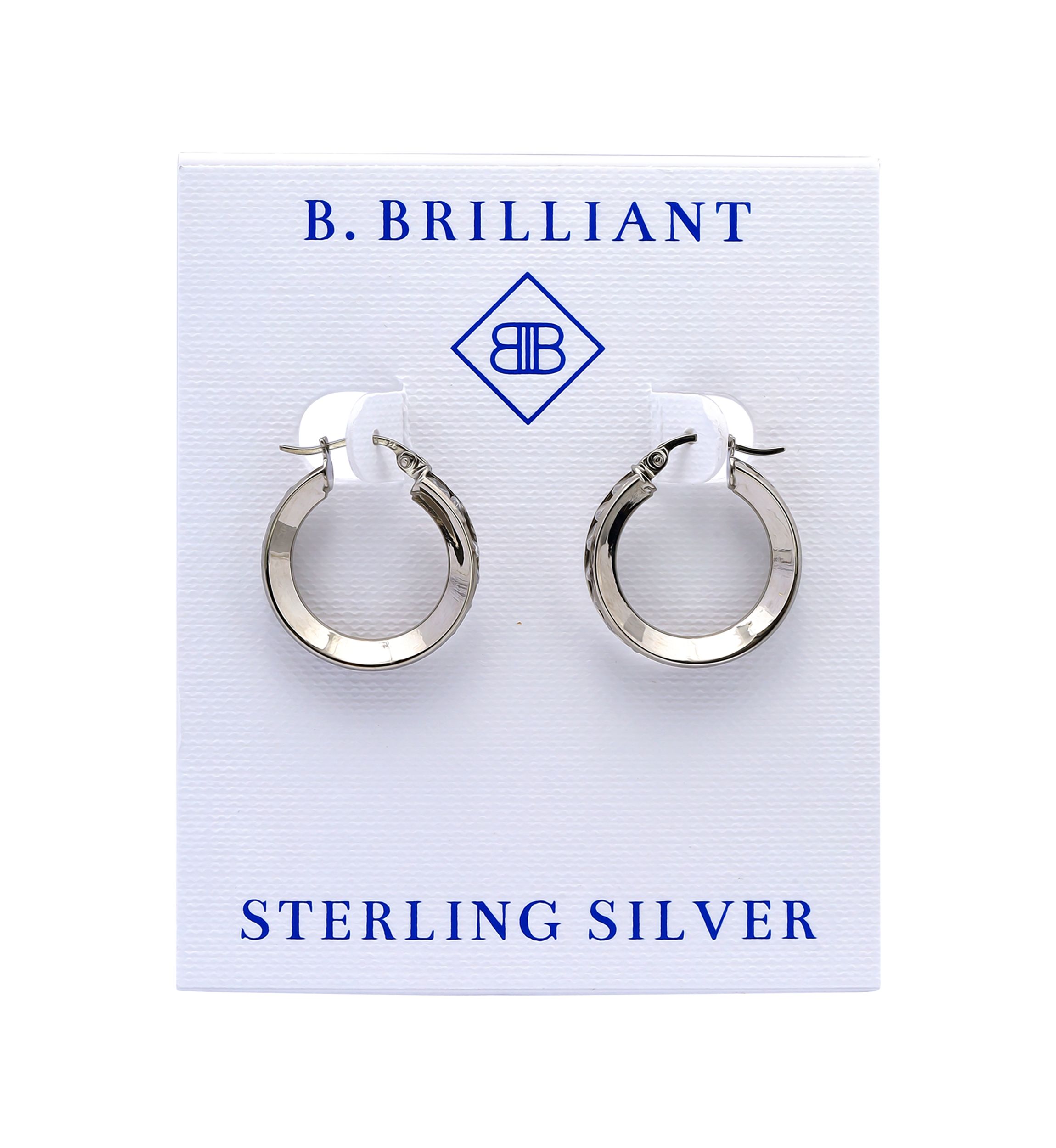 Sterling Silver Round Cubic Zirconia Hoop Earrings