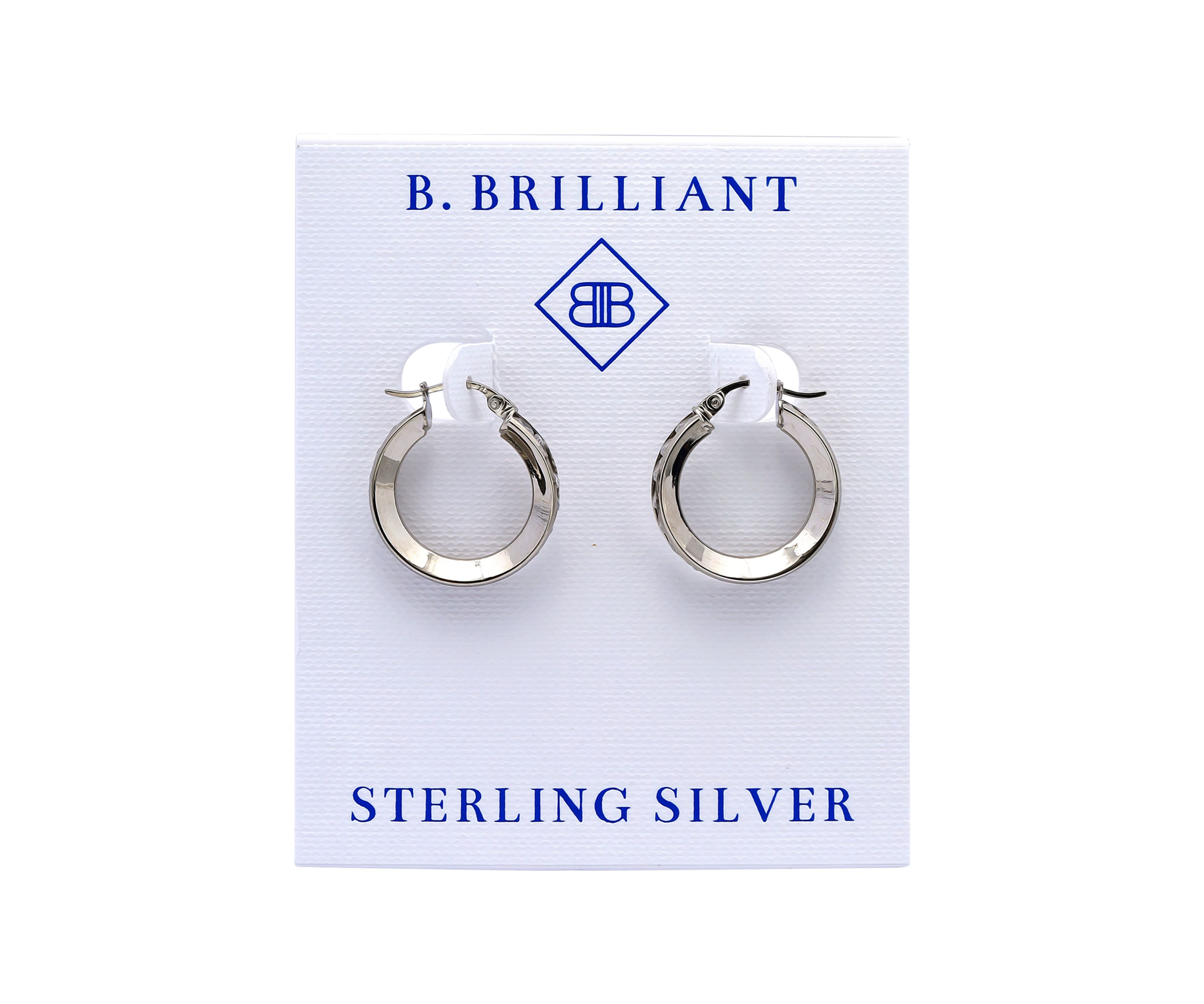 Sterling Silver Round Cubic Zirconia Hoop Earrings