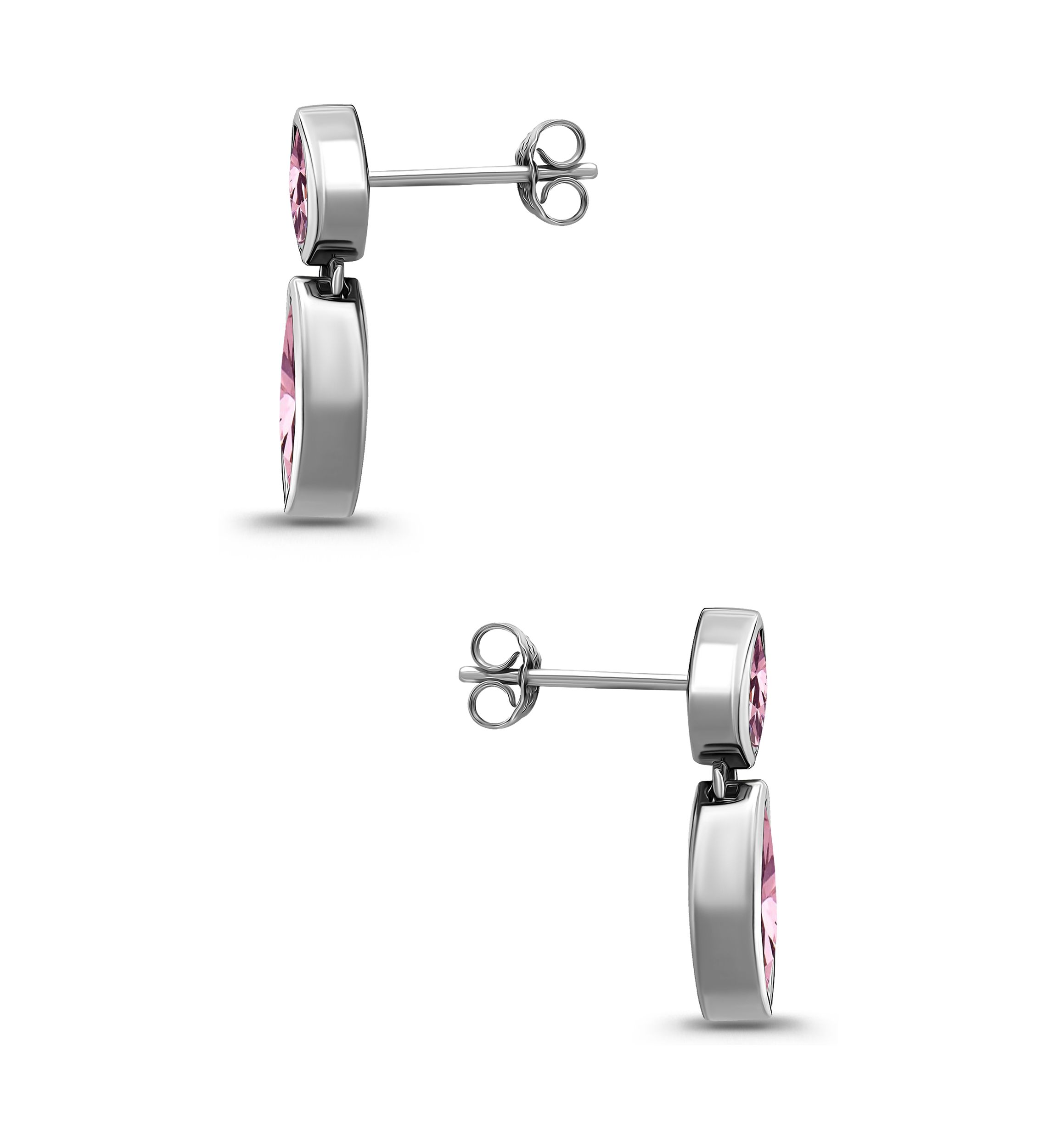 Sterling Silver Marquise Cubic Zirconia Bezel Drop Earrings