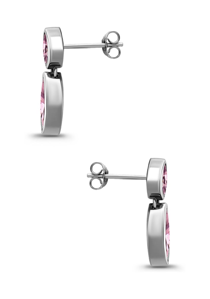 Sterling Silver Marquise Cubic Zirconia Bezel Drop Earrings