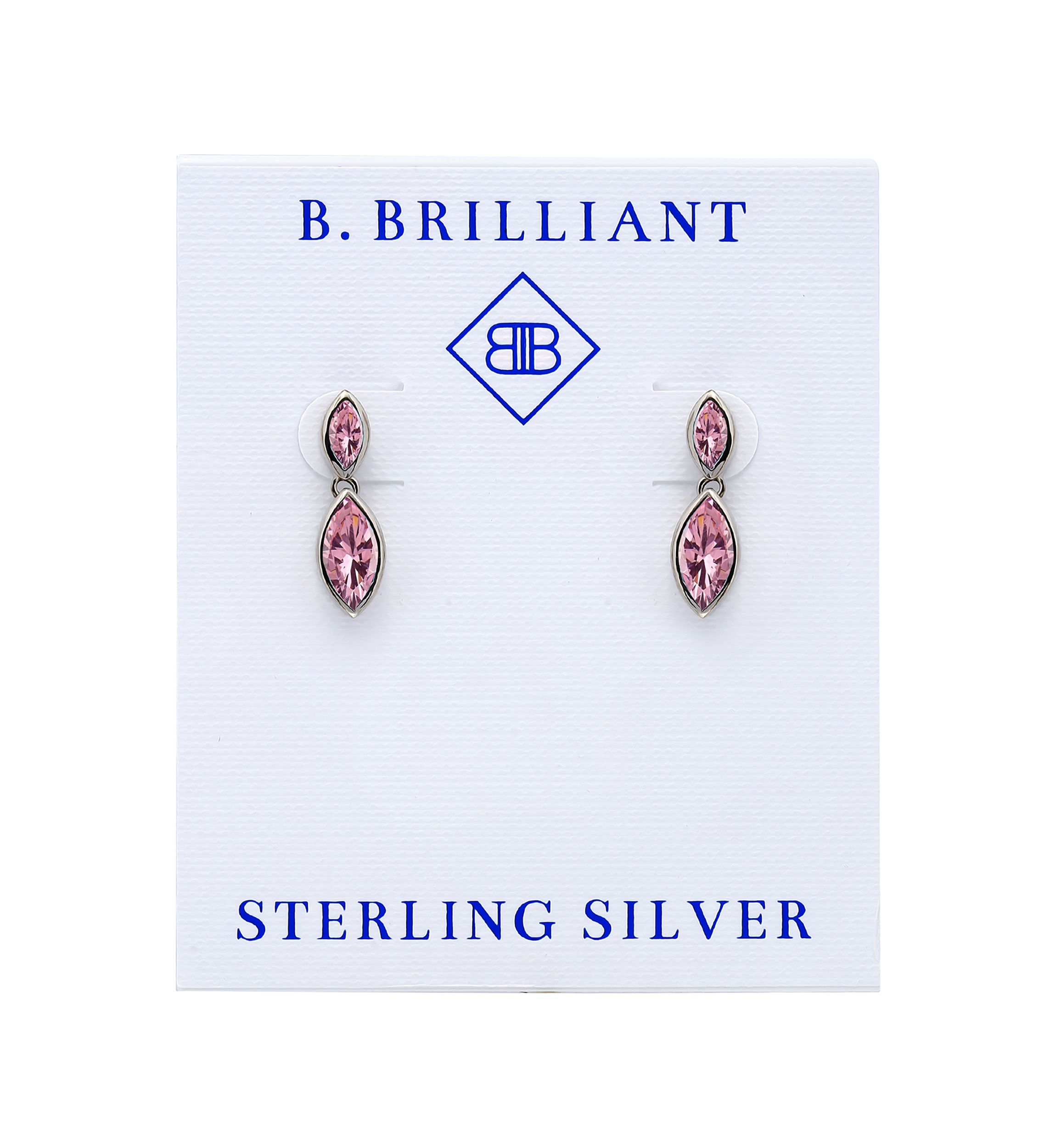 Sterling Silver Marquise Cubic Zirconia Bezel Drop Earrings