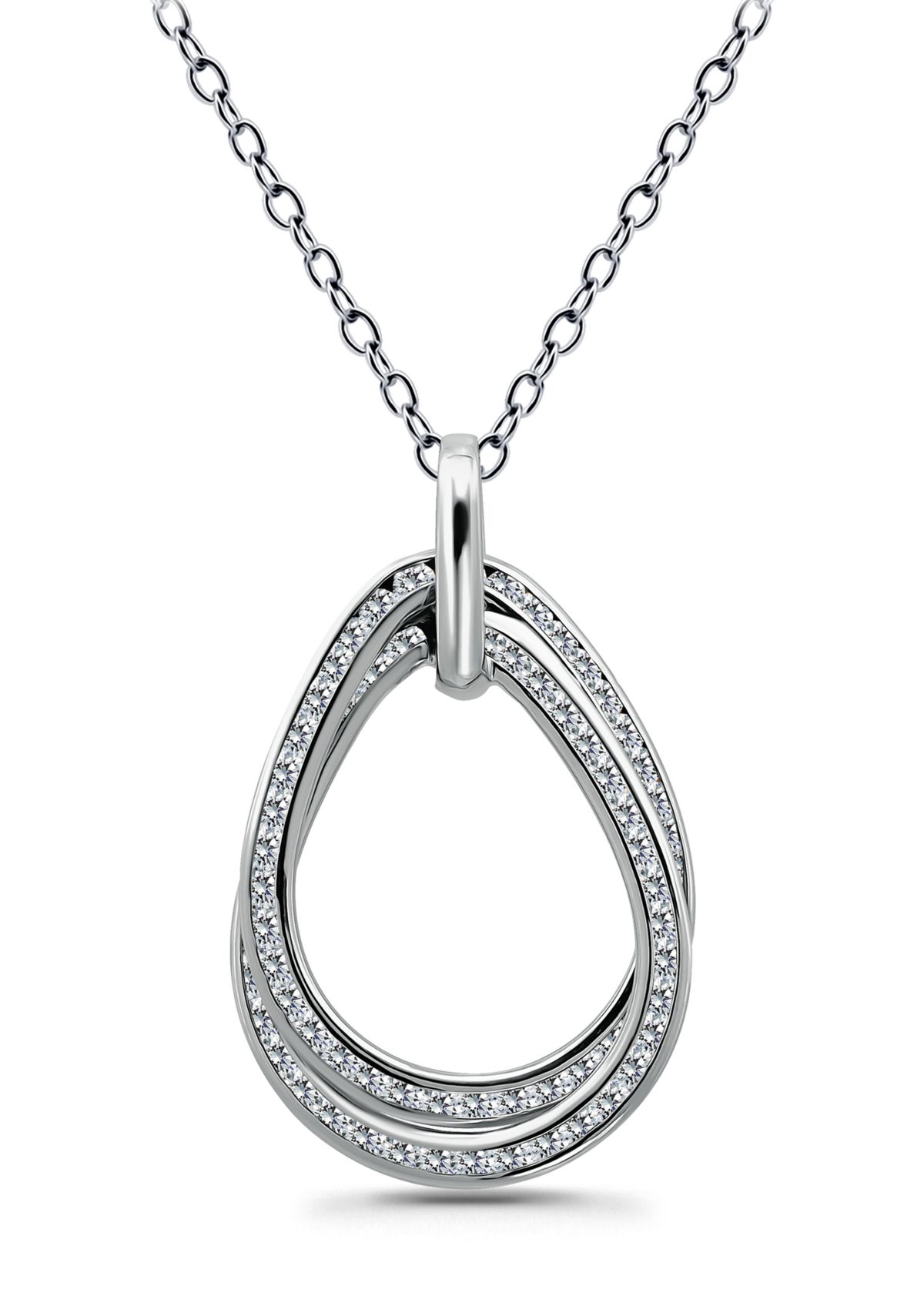 Sterling Silver Pavé Interlocking Circles Pendant Necklace