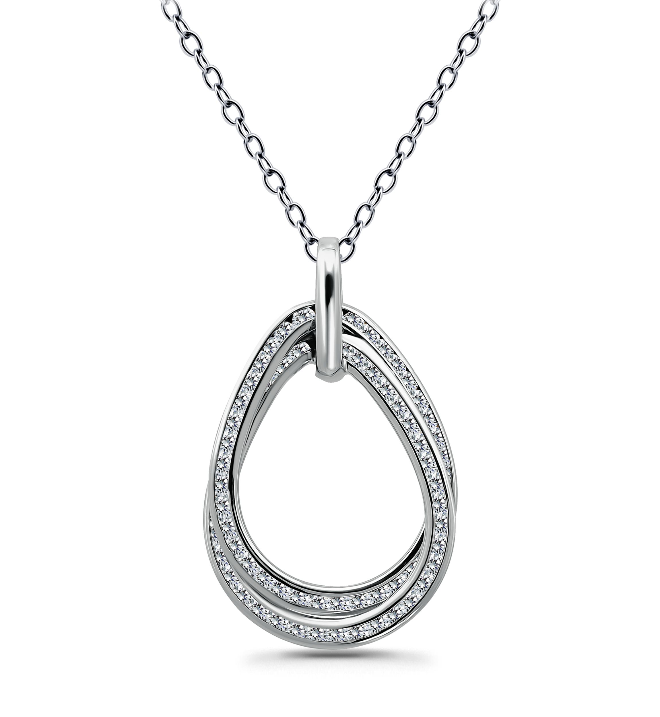 Sterling Silver Pavé Interlocking Circles Pendant Necklace