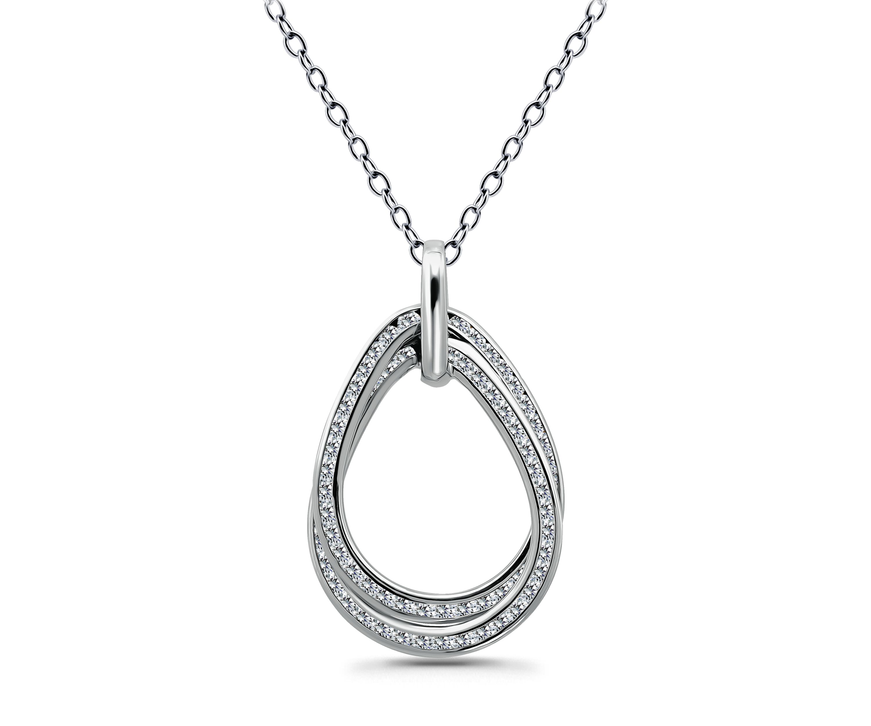 Sterling Silver Pavé Interlocking Circles Pendant Necklace