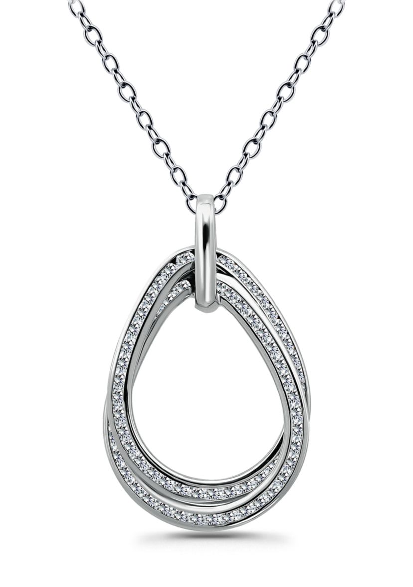 Sterling Silver Pavé Interlocking Circles Pendant Necklace