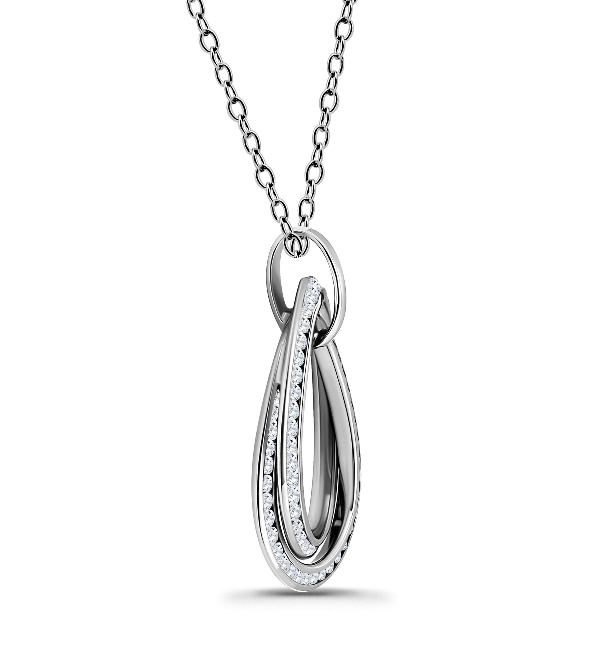 Sterling Silver Pavé Interlocking Circles Pendant Necklace