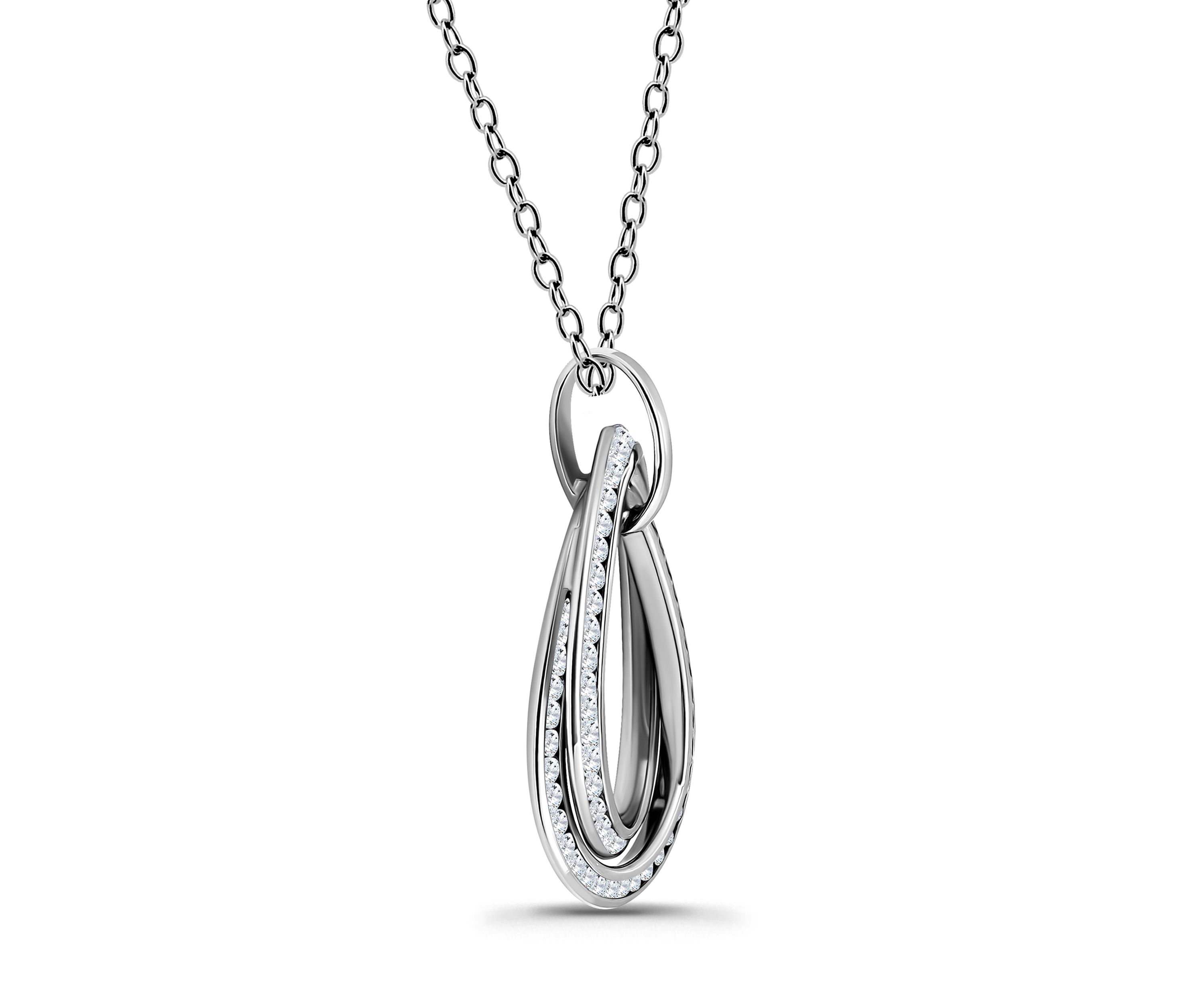 Sterling Silver Pavé Interlocking Circles Pendant Necklace