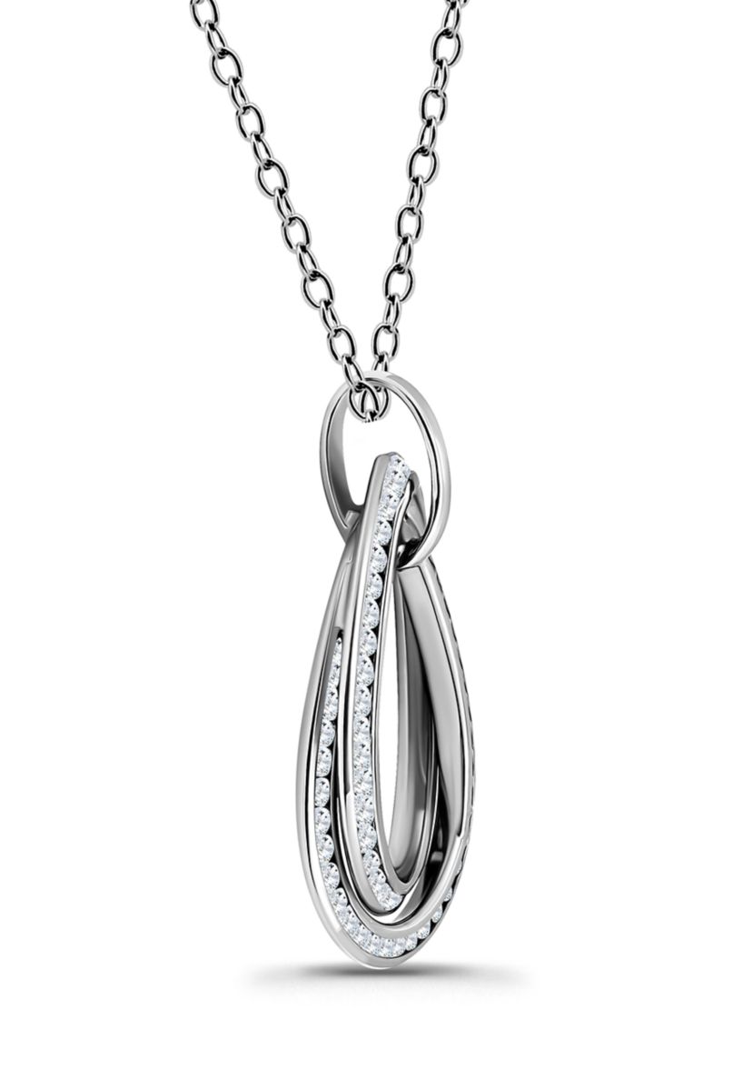 Sterling Silver Pavé Interlocking Circles Pendant Necklace