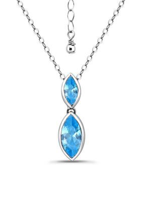 B.Brilliant Sterling Silver Marquise Cubic Zirconia Bezel Pendant Necklace, 18 in