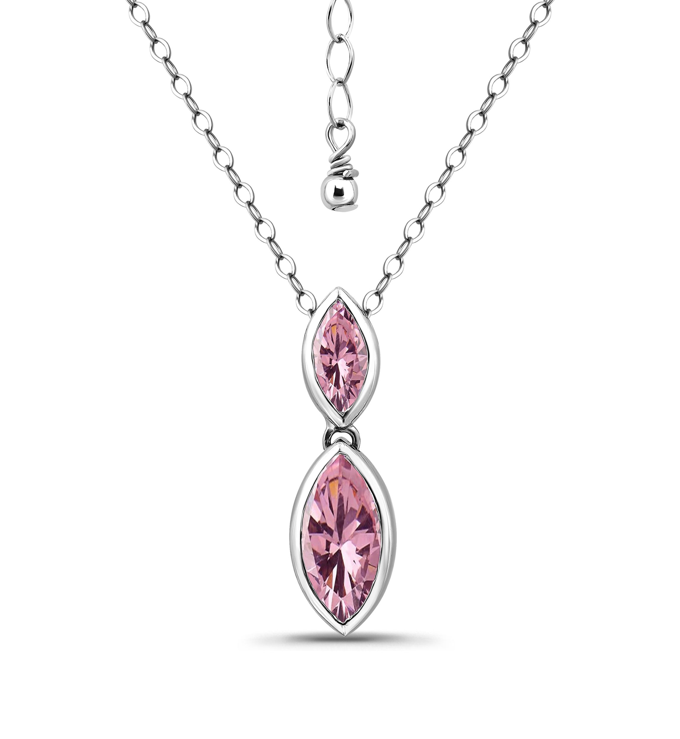 Sterling Silver Marquise Cubic Zirconia Bezel Pendant Necklace